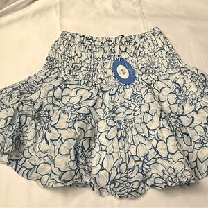 Chic Blue Floral Skater Skirt